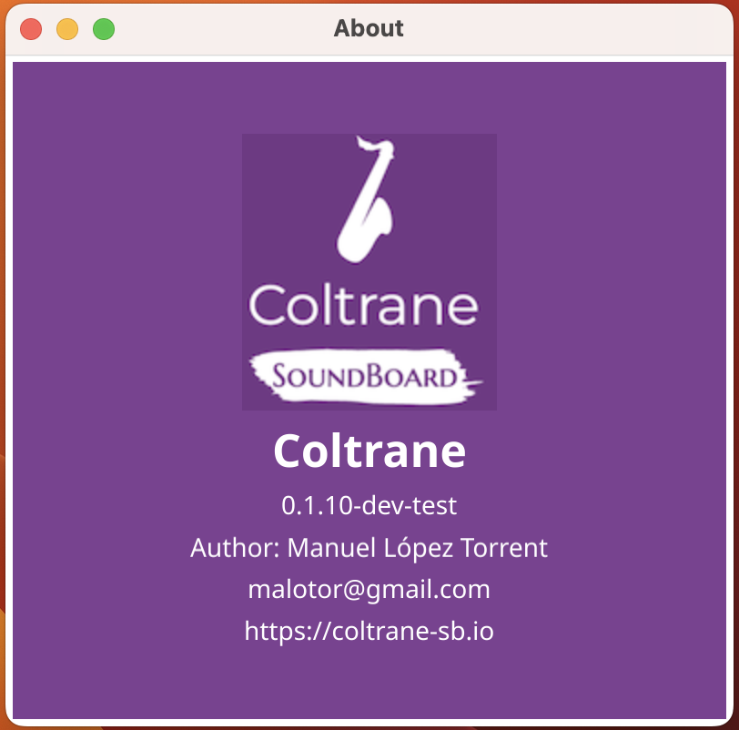 About window with application information