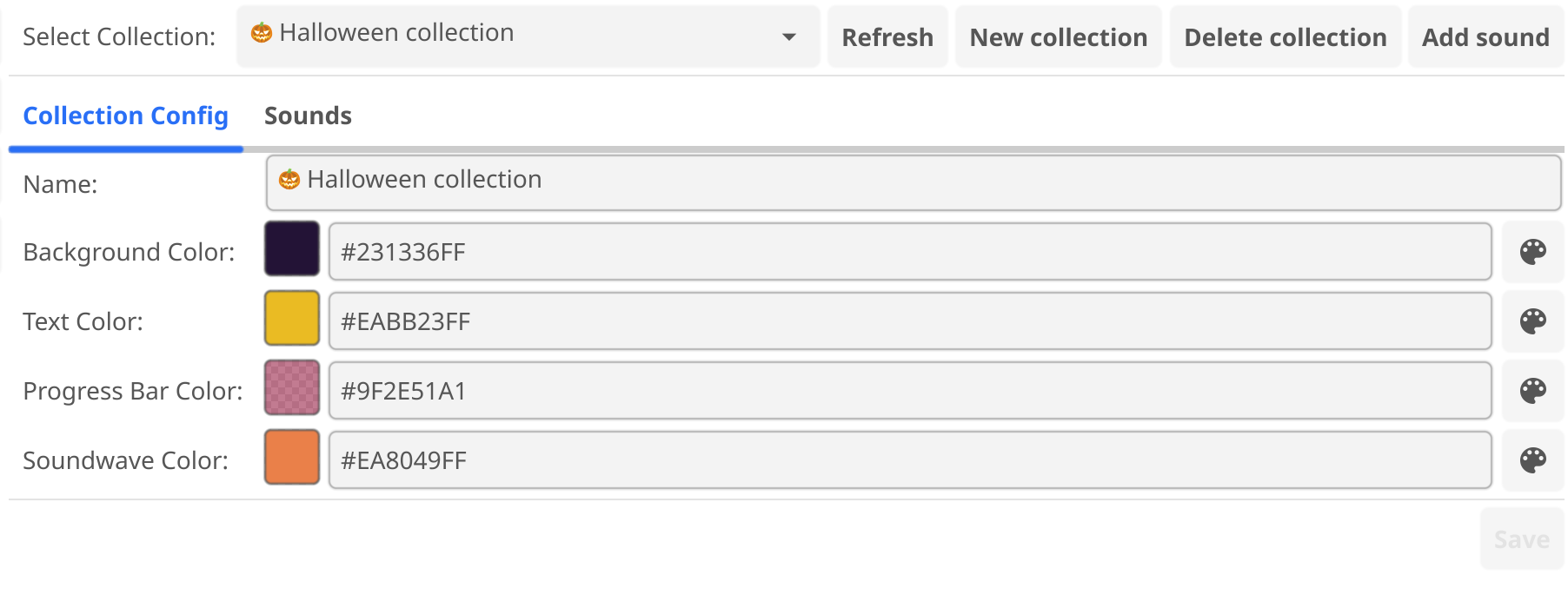Collection form for creating a new collection