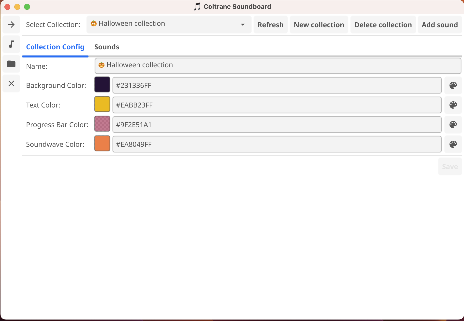 Collection Editor view showing collection and sound management